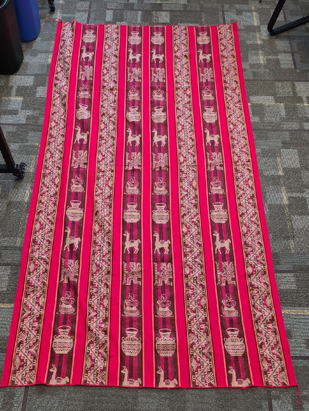 ANDEAN Handwoven Red and Blue Striped Decorative Textile Rug